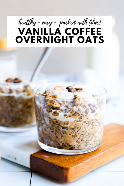 Overnight Coffee Oats Easy Quick Oats Recipes, Overnight Oats Blended, Fiber Meal Prep, High Protein Macro Meals, High Fiber Meal Prep, Quick Overnight Oats, Espresso Overnight Oats, Coffee Overnight Oats, Christmas Dessert Drinks