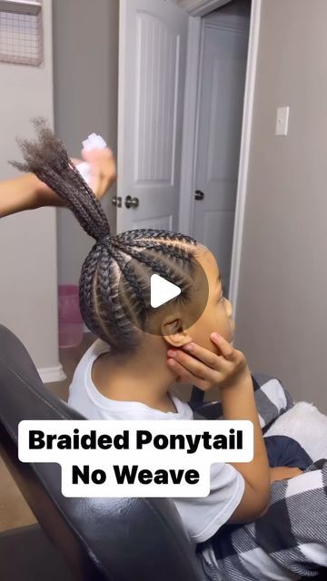 Braids In The Front Straight In The Back, Two Stands Hairstyles, Kids Stitch Braids Hairstyles, Cornrow Kids Hairstyles, Kid Braid Ponytail Styles, Girl Braids Hairstyles Kids Black Little Ponytail, Girl Braids Hairstyles Kids Black Little Easy Natural Hair, Ponytail Braid Hairstyles Black Kids, Toddler Braided Ponytail With Beads