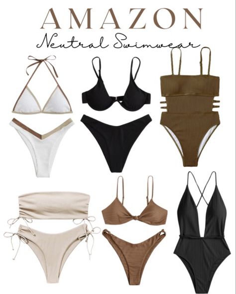 Neutral swimwear from amazon Amazon Womens Suits, Womens Bathing Suits 2023, Tan Bathing Suit, Women’s Bathing Suit Ideas, French Beach Outfit, Neutral Bathing Suits, Swimwear 2023 Trends Women, Best Amazon Bathing Suits, Trending Bathing Suits For 2023