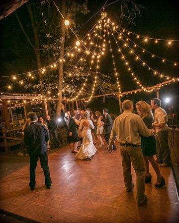 Outdoor Wedding Dj Setup, Micro Wedding Dance Floor, Dancing Floor Wedding Outdoor, Night Time Reception, Vintage Wedding Dance Floor, Lights Above Dance Floor Wedding, Outdoor Dance Floor Wedding Night, Country Dance Floor, Wedding Outside Dance Floor