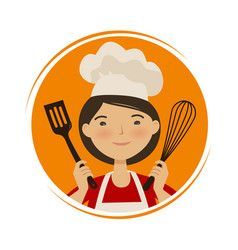 Cooking cuisine logo cute girl in chef hat Logo Design Makanan, Cooking Poster, Cartoon Chef, Cooking Logo, Chef Logo, Cooking Design, Cooking Photography, Hat Vector, Food Logo Design