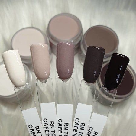 Dip Powder Nails With Names, Call Dip Nail Colors, Revel Nail Coffee And Cream, Fall Neutral Dip Powder Nails, Matt Dip Powder Nails, Dipped Nail Colors Powder, Taupe Dip Powder Nails, Taupe Dip Nails, Cream Dip Nails