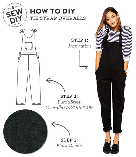 How to DIY Tie Strap Overalls | Sew DIY Diy Jumpsuit, Diy Outfits, Diy Tie, Beginner Sewing Projects Easy, Leftover Fabric, Ropa Diy, Creation Couture, Vintage Diy, Sewing Projects For Beginners