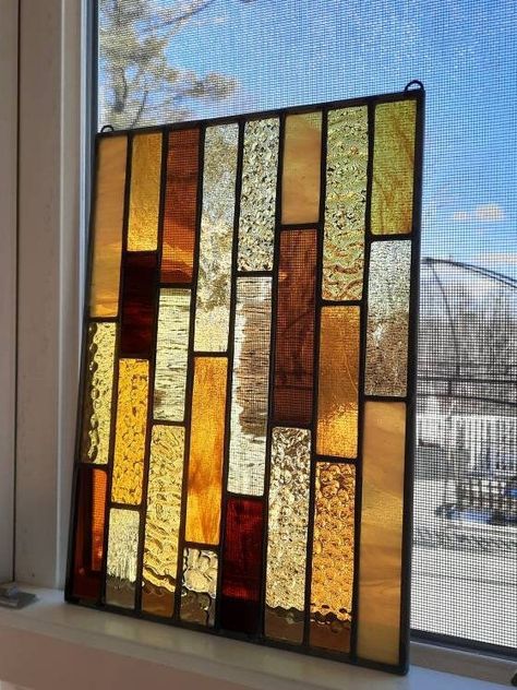 Stained Glass Window Hanging, Stained Glass Panel, Honey Colour, Stained Glass Diy, Window Hanging, Window Panels, Panel Art, Glass Texture, Front Room