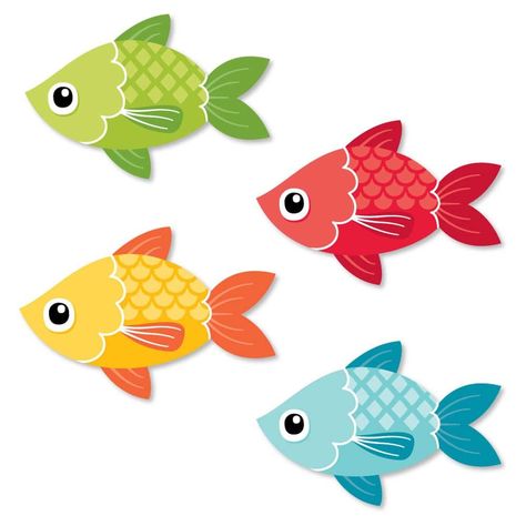 Let's Go Fishing Shaped Cut Outs INCLUDES 24 fish shape cut outs - Great for bringing all your DIY baby shower or birthday party ideas to life! DIY PARTY SUPPLIES: Let's Go Fishing shaped cut outs include 24 paper die cuts in one different fish shapes that coordinate with the Let's Go Fishing party theme. Set of 24 fish shapes SIZE fish paper die cuts (3.25" X 2.25). The unique design makes these fisherman party decorations a fun addition to any baby shower or birthday party. FISHERMAN PARTY DEC Fish Themed Birthday Party, Fish Cut Outs, Fishing Theme Party, Fishing Themed Birthday Party, Mini Bunting, Fishing Party, Yellow Fish, Diy Party Supplies, Fishing Diy