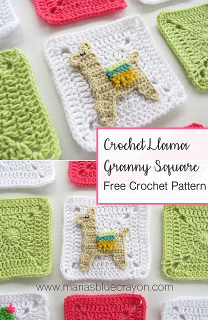 Crochet Llama Granny Square | Free Crochet Pattern | Alpaca Crochet Pattern | Festive Baby Blanket | Crochet Granny Square Afghan Llama Granny Square, Crochet Llama Applique, Llama Crochet Pattern, Crochet Alpaca, Crochet Llama, Crochet Granny Squares Patterns, Granny Blanket, Blue Crayon, Crochet Granny Square Afghan