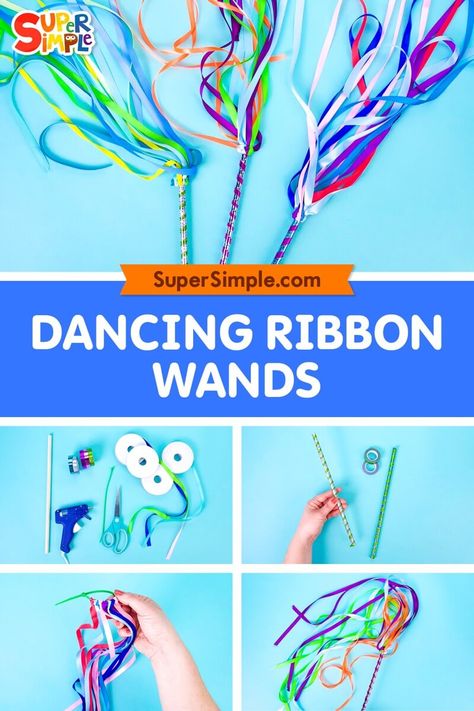 Ribbon Wands For Kids, Dancing Ribbon Wands, Diy Ribbon Wand, No Mess Crafts, Ribbon Twirling, Things To Do With Ribbon, Crafts With Ribbon, Ribbon Crafts For Kids, Diy Ribbon Wands