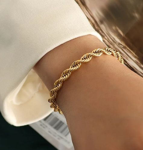 Braided Rope Bracelet, Twisted Bangle, Wrist Jewelry, Trendy Bracelets, Rope Twist, Gold Rope Chains, Twisted Band, Gold Bracelet For Women, Band Bracelet