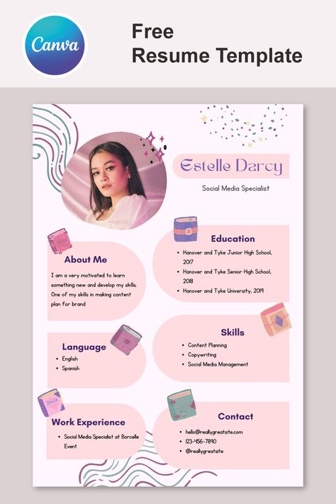 Pink Pastel Aesthetic Magical Resume Pink Resume Template, Aesthetic Cv Template, Aesthetic Resume Template, Cute Resume Template, Cute Cv Design, Resume Template Aesthetic, Aesthetic Cv Graphic Design, Portfolio Design Graphic Designers Ideas, Best Portfolio Design Ideas