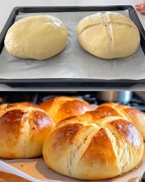 Soft, fluffy, and perfect for any meal, this homemade bread recipe is simple and satisfying. With a golden crust and tender crumb, it's versatile enough to pair with soups, salads, or enjoyed on its own. Preparation Time Prep Time: 20 minutes Rise Time: 1 hour 30 minutes Bake Time: 25-30 minutes Total Time: 2 hours 20 minutes Ingredients (Makes 2 loaves) 1 1/2 cups (360 ml) warm water (about 110°F/45°C) 2 tablespoons (25 g) sugar 1 tablespoon (9 g) active dry yeast 4 cups (500 g) all-purpose flo Bread In An Hour, Simple Yeast Bread Recipe, Homemade Bread Active Dry Yeast, How To Make Homemade Bread Without Yeast, Easy One Hour Bread, Bread Recipe With Active Dry Yeast, Homemade Bread All Purpose Flour, Easy Bread Recipes For Beginners Dutch Oven, Bread Simple Recipe