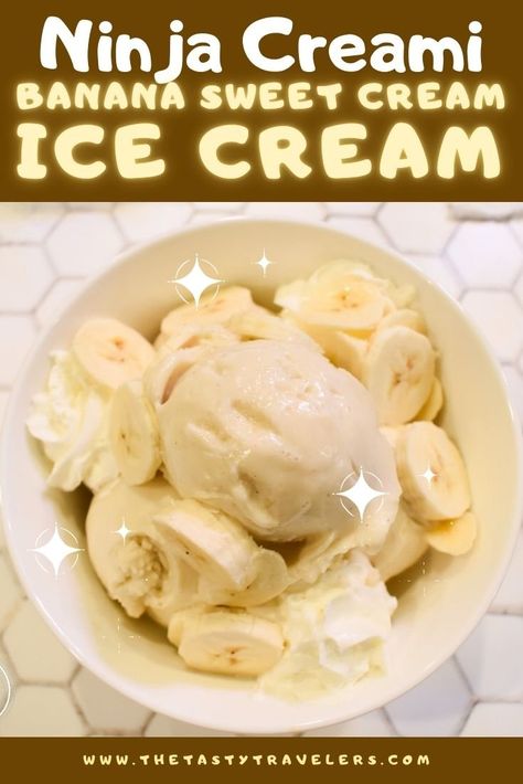 Ninja Creami Banana Sweet Cream Ice Cream Recipes With Bananas, Ninja Creami Ice Cream Recipes, Sweet Cream Ice Cream, Ninja Ice Cream Recipe, Protein Ice Cream Recipe, Banana Ice Cream Recipe, Healthy Ice Cream Recipes, Gluten Free Ice Cream, Creami Recipes