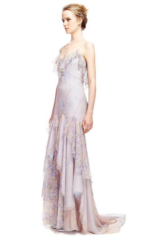 Zac Posen Dress, Tropical Fashion, Grad Dresses, Chiffon Gown, Gala Dresses, Zac Posen, Print Chiffon, Wisteria, Formal Gowns