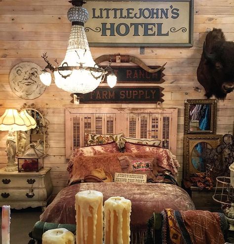 Carrie LeSueur Barrett on Instagram: “Another cool room in the Junk Gypsy Store!  #roundtoptexas #junkgypsies #bohemianstyle” Costal Bedroom, Cowgirl Room, Ranch House Decor, Western Bedding, Western Bedroom, Cool Room, Girly Room, Glam Room, Country Decor Rustic