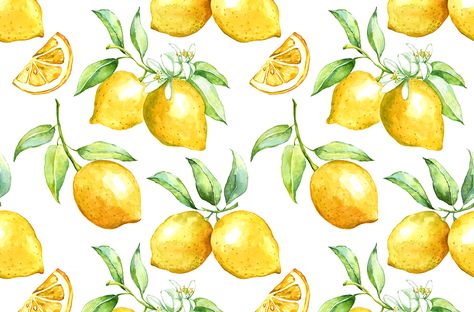 Lemon watercolor seamless pattern on Behance Lemon Clipart, Lemon Watercolor, Types Of Textiles, Beeswax Food Wrap, Watercolor Fruit, Lemon Patterns, Lemon Decor, Printed Cotton Fabric, Into The Woods