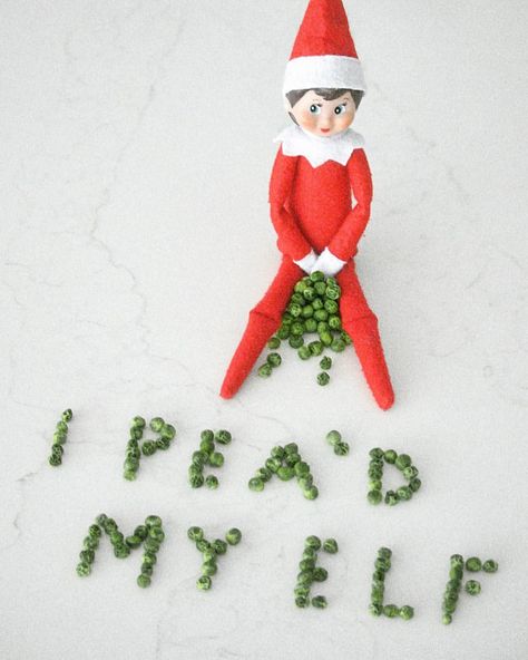 Elf on the Shelf Adventures on Instagram: “I PEA’D MY ELF!! WHAT YOU NEED: Peas 💚⠀⠀⠀⠀⠀⠀⠀⠀⠀⠀⠀⠀ #ElfontheShelfAdventures” Elf Ideas Easy, Bad Elf, Elf Kit, Awesome Elf On The Shelf Ideas, Elf Activities, Xmas Elf, Elf Antics, Elf Fun, Elf On The Shelf Ideas