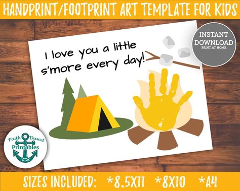 Camp Nurse, Mothers Day Gifts Toddlers, Handprint Template, Camping Craft, Craft Handprint, Father Days, Infant Art, Birthday Craft, Zelt Camping