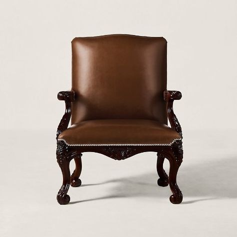 Clivedon Carved Chair Modern Penthouse, Carved Chairs, Interior Decorating Styles, Luxury Chairs, Salon Chairs, Leather Frames, Exposed Wood, Leather Dining, Dining Arm Chair