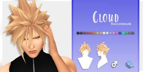 Edgy Boys, Edgy Boy, Cloud Hair, Final Fantasy Cloud, Sims 4 Anime, Final Fantasy Vii Remake, Fantasy Hair, Anime Base, Cloud Strife