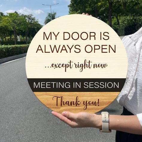 ✔ Title: My Door Is Always Open Except Right Now, Office Door Sign Hanger, Meeting In Session Sign, Do Not Disturb Sign, Office Outdoor Sign This beautiful office door sign is a wonderful way to let them know that they should return later. This door sign is made of plywood and single-side printing using UV technology. This sign has 4 different sizes that are 8 inches, 12 inches, 14 inches, and 18 inches in diameter. Its thickness is 5mm of high-quality Plywood. It comes with free rope so it is 100% ready to hang on your door or wall the moment it arrives. ✔ Details:   + Materials: Plywood, single-side printing using UV technology   + Width: 8/12/14/18 inches   + Height: 8/12/14/18 inches   + Depth: 5 mm   + Free rope --> Ready for hanging ✔ CUSTOME: If you have any ideas for custom, please Office Door Wreath Cute Ideas, Therapist Door Signs, Funny Office Door Signs, Office Door Signs Professional, In A Meeting Door Sign, In Session Door Sign, My Door Is Always Open, In Session Sign, Out Of Office Sign