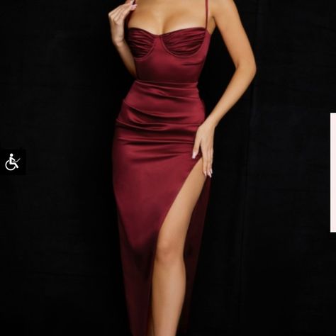 “House Of CB” WINE SATIN PLEATED CORSET MIDI DRESS FOR SALE. Bustier Top Dress, Bodycon Prom Dress, Formal Occasion Dress, Corset Midi Dress, Flora Dress, House Of Cb Dresses, Elegant Party Dresses, Maxi Dress Prom, Satin Prom Dress