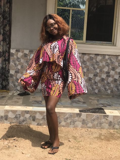 Ankara Crop Top And Skirt Two Pieces, Ankara Tops 2023, Top And Skirt Outfit Ankara, Crop Top And Skirt Ankara Styles, Crop Top Ankara Styles, Top And Skirt Ankara Styles, Ankara Crop Top And Skirt High Waist, Short Skirt And Top Ankara Styles, Ankara Skirt And Blouse 2023