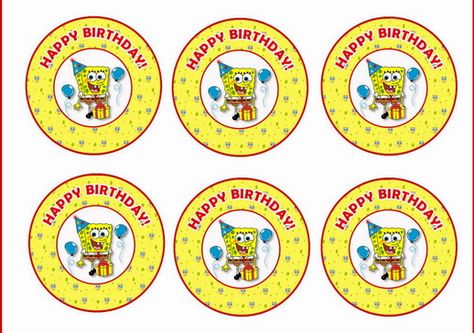 Sponge Bob – Cupcake Toppers – Birthday Printable Spongebob Labels Free Printable, Spongebob Party Food Labels, Sundjer Bob, Free Printable Spongebob Food Labels, Sponge Bob Stickers Printable, Spongebob Cupcakes Toppers, Spongebob Cupcakes, Sponge Bob Cupcakes, Spongebob Squarepants Party