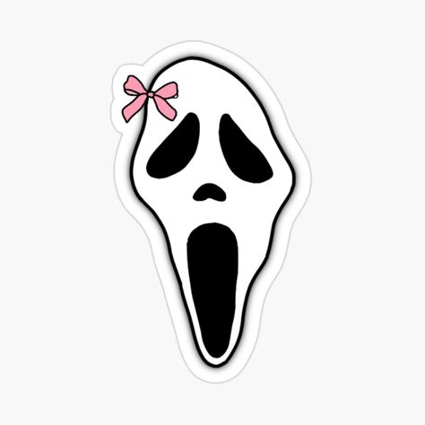 Get my art printed on awesome products. Support me at Redbubble #RBandME: https://www.redbubble.com/i/sticker/Ghostface-Scream-Bow-by-ameliasdesiign/165123231.EJUG5?asc=u Ghost Face Sticker, Bow Sticker, Ghostface Scream, Ghost Face, Face Stickers, Ghost Faces, Pumpkin Carving, Scream, My Art