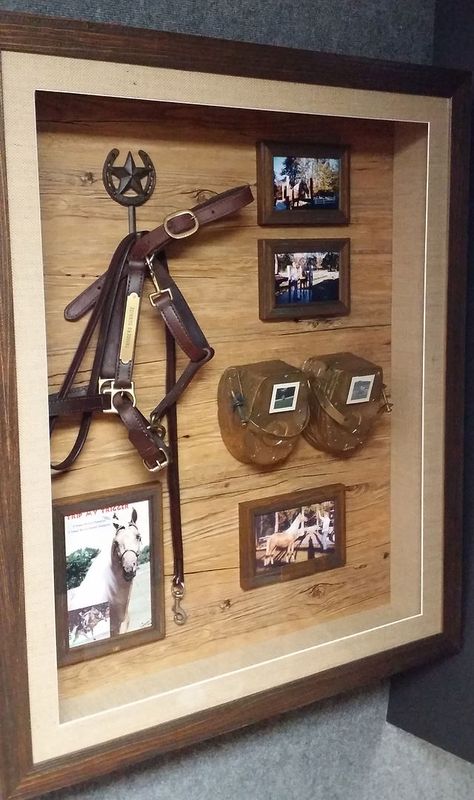 SHADOWBOXES | BillsCustomFraming Shadow Box Horse Memorial, Horse Memorial Shadow Box Ideas, Horse Shadow Box Ideas, Horse Memorial Tattoo, Horse Memorial Ideas, Horse Shadow Box, Horse Ribbon Display, Horse Remembrance, Horse Memory