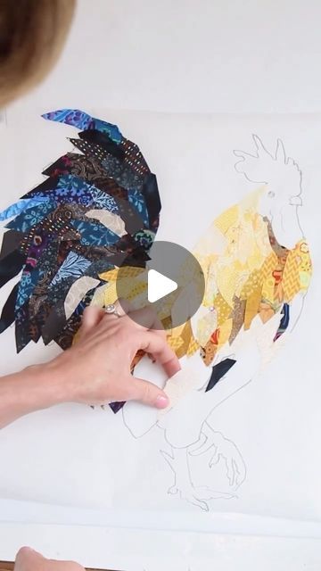 Collage Quilter on Instagram: "Welcome to week one of the Petit Rouge Roosters quilt along! This week I went over getting started with collaging the roosters. You can watch the full video on my YouTube channel & find all the details about the quilt along on my website! Happy quilting!🐓🌞🇫🇷" Collage Quilts Free Pattern, Collage Quilter, Collage Video, Diy Art Painting, Diy Fabric, My Youtube Channel, Sewing Hacks, The Details, Getting Started