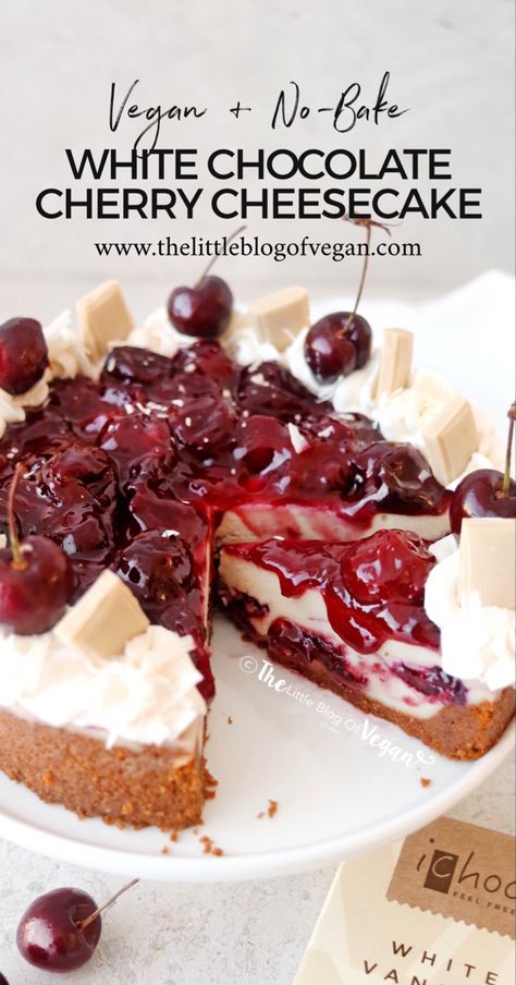 Vegan Cherry Cake, Vegan Cherry Cheesecake, Vegan Japanese Cheesecake, Eggless Cheesecake, Vegan Berry Cheesecake, Chocolate Cherry Cheesecake, Vegan Cheesecake No Cashews, White Chocolate Cherry, White Chocolate Raspberry Cheesecake