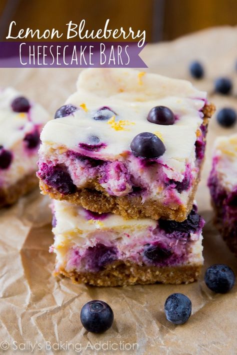 Lemon Blueberry Cheesecake Bars, Blueberry Cheesecake Bars, Lemon Blueberry Cheesecake, Lemon Cheesecake Bars, Low Calorie Desserts, Low Fodmap Recipes, Blueberry Recipes, Läcker Mat, Lemon Cheesecake