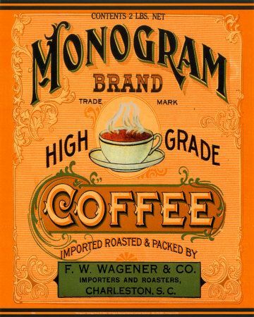 Monogram Brand Coffee Coffee Label, Etiquette Vintage, Coffee Tin, Coffee Poster, Coffee Packaging, Vintage Tins, Coffee Signs, A Cup Of Coffee, Food Labels