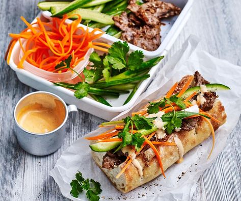 Beef Bahn Mi, Bahn Mi Recipe, Egg And Bacon Pie, Lemongrass Beef, Walnut Roll, Rice Pudding Recipe Easy, Beef Stew With Dumplings, Gremolata Recipe, Perfect Pork Chops