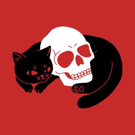 Spooky Cat Illustration, Spooky Cat Drawing, Black Cat Sketch, Bones Illustration, Cat Widget, Drawing Of A Skull, Spooky Kitty, Spooky Cats, A Simple Drawing