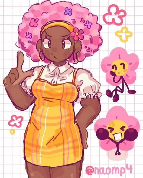 Flower Bfb Human, Humanized Objects, Bfdi Humanized, Bfb Human, Bfdi Fanart, Flower Human, Object Shows, Religious Symbols, Art Style Inspiration