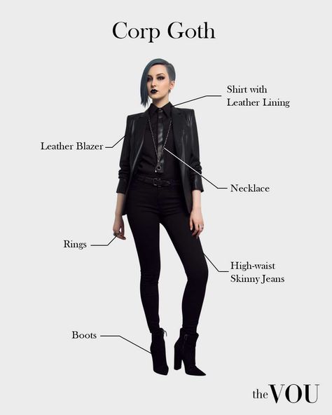 Black Goth Fashion, Gothic Corporate Work Outfits, Goth Suits Women, Gothic Corporate, Professional Goth Outfits, Corporate Goth Aesthetic, Gothic Office Outfit, Goth Corporate Work Outfits, Corporate Goth Makeup