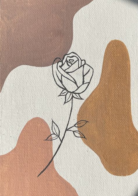 Rose Canvas Painting Easy, Aesthetic Rose Painting, Painting Roses Easy, Simple Rose Painting, Rose Painting Easy, Easy Rose Painting, Outline Painting, Habit Ideas, Sorority Room