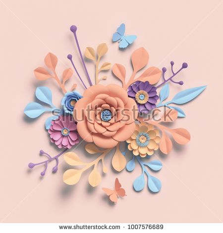 3d rendering, paper flowers, pastel color palette, botanical background, isolated clip art, round bouquet, floral arrangement Giant Flower Backdrop, Paper Peonies Tutorial, Paper Wall Decor, Round Bouquet, Desain Quilling, Quilled Creations, Paper Peonies, Paper Flower Decor, Pastel Colour Palette