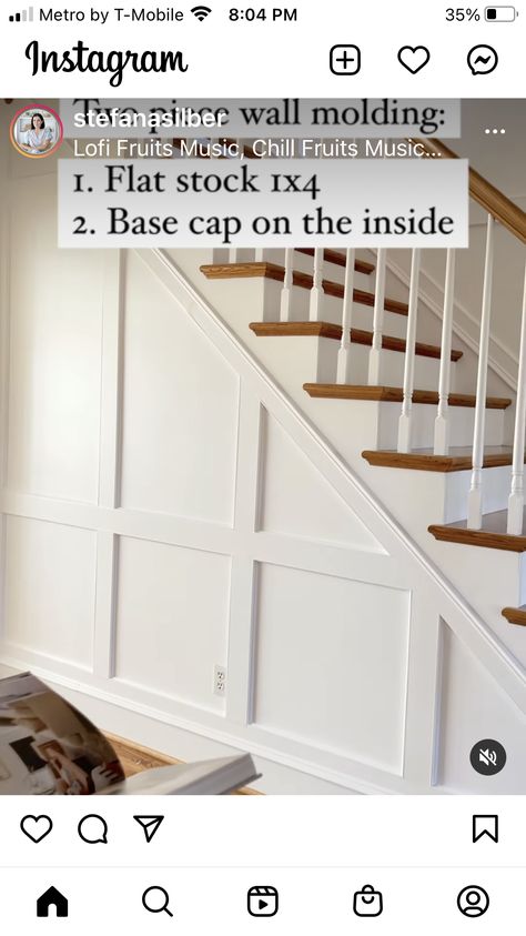 Board And Batten Under Stairs, Board And Batten Stairway, Living Dining Room Ideas, Foyer Wall, Stair Ideas, Batten Wall, Board And Batten Wall, Trim Work, Living Room Lounge