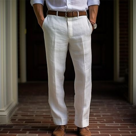 Mens Linen Pants, Men's Dress Pants, Pants Outfit Men, Graduation Outfits, White Linen Pants, Cotton Linen Pants, Mens Linen, Mens Dress Pants, Summer Concert