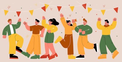 Confetti Garland, Cover Photo Design, Party Vector, Cover Page Template, Celebrate Birthday, People Having Fun, Facebook Cover Template, Music Illustration, Business Banner