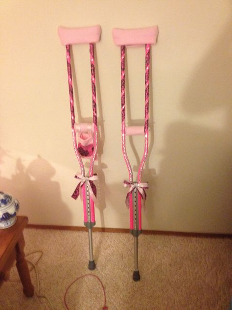 My crutches Decorating Crutches Ideas, Crutches Diy, Crutch Covers, Cast Decoration, Disabled Fashion, Long Leg Cast, Wheelchairs Design, Arm Cast, Broken Ankle