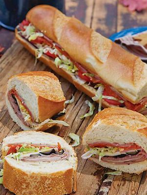 Toasted Italian Sub Sandwich - Paula Deen French Bread Italian Subs, Italian Subs Sandwich Baked, Salami Bread, Pepperoni Sandwich, Italian Sub Sandwich, Hoagie Sandwiches, Salami Sandwich, French Bread Loaf, Boxed Lunch