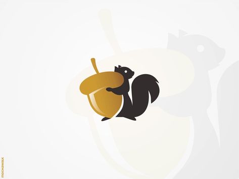 Squirrel and Big Acorn by Mochamad Arief on Dribbble Dessert Logo, Sewing Logo, Don Pedro, Owl Logo, Flying Squirrel, Geometric Design Art, Logo Illustration, Leather Craft, Geometric Design