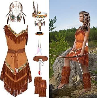 Dwts Outfits, Pocahontas Halloween Costume, Fringe Outfits, Pocahontas Halloween, Wild West Fancy Dress, Wild West Costumes, Thanksgiving Play, Womens Costume, American Dress