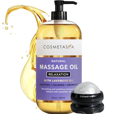 Lavender Relaxation Massage Oil with Massage Roller Ball - No Stain 100% Natural Blend of Spa Quality Oils for Calming, Aromatic, Soothing Massage Therapy Lavender Massage Oil, Natural Massage Oil, Relaxation Massage, Lavender Aromatherapy, Vitamins For Skin, Roller Ball, Massage Roller, Massage Tools, Body Treatments