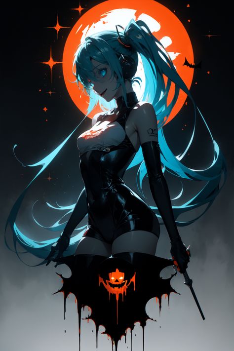 Punk Hatsune Miku, Hatsune Miku Halloween Wallpaper, Halloween Miku Wallpaper, Hatsune Miku Halloween, Halloween Miku, Miku Halloween, Anime Halloween, Miku Hatsune, Anime Wallpapers