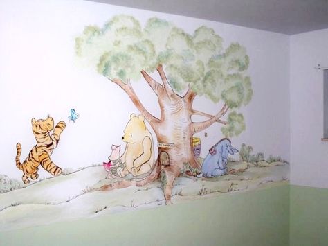 My Favorite Winnie the Pooh is Classic Style... I always wanted something like this for my babies nursery Pooh Nursery, Trendy Baby Blankets, Diy Baby Blanket, Winnie The Pooh Nursery, Baby Nursery Themes, Nursery Mural, Baby Boy Room Nursery, Bear Nursery