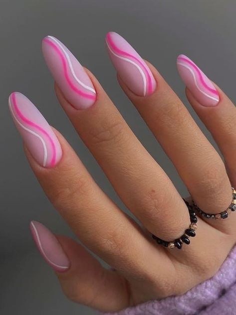 hot pink and white swirl acrylic nails Nail Designs And Colors, Swirl Nail, Swirl Nail Art, Swirl Nails, Emerald Nails, Pisces Tattoos, Spring Nail Designs, Colorful Nail Designs, Pink Acrylic Nails