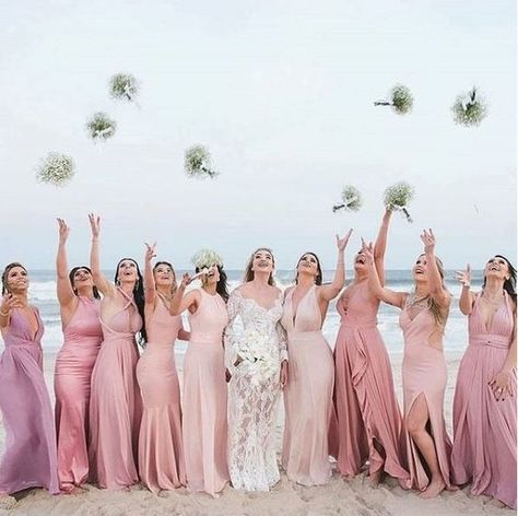 Pink Bridesmaid Dresses Beach, Rose Pink Bridesmaid Dresses, Beach Wedding Pink, Beach Wedding Bridesmaid Dresses, Beach Wedding Bridesmaids, Beach Bridesmaid Dresses, Bridesmaid Dresses Long Chiffon, Bridesmaid Dresses Boho, Bridesmaids Dress Inspiration